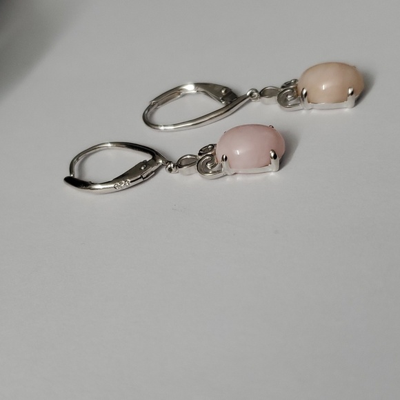 Sterling Silver 925 Angel Skin Coral Dangle Earrings - Picture 2 of 4